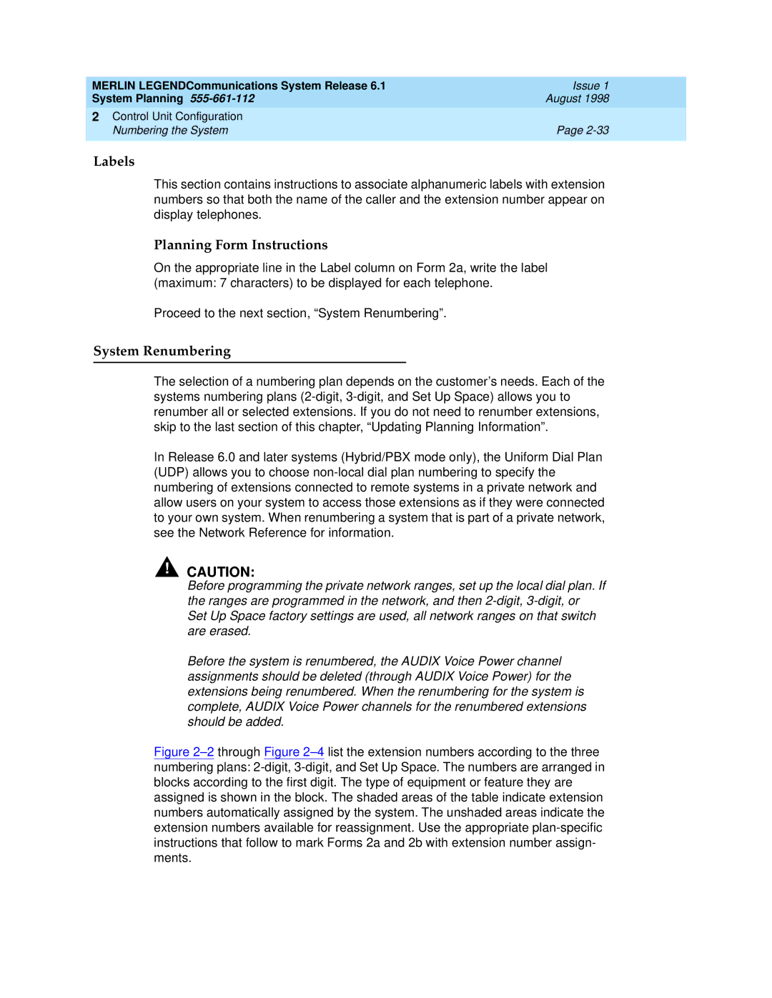 Lucent Technologies 6.1 manual Labels, System Renumbering 