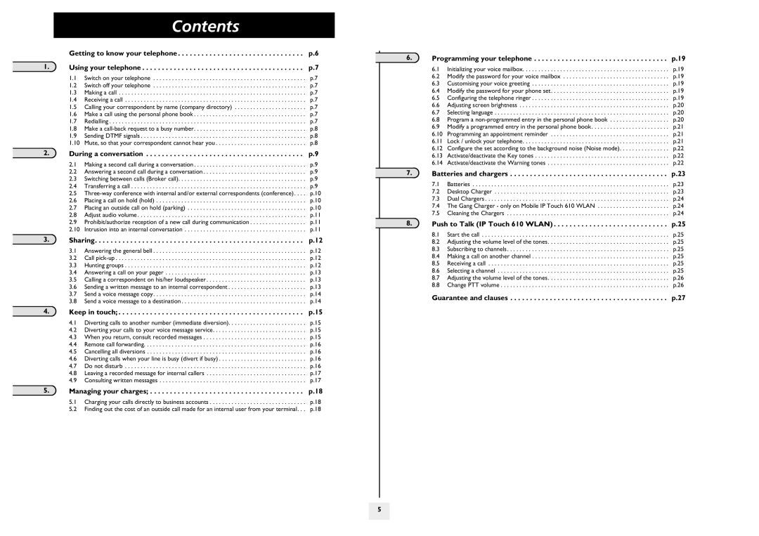 Lucent Technologies 310, 610 manual Contents 