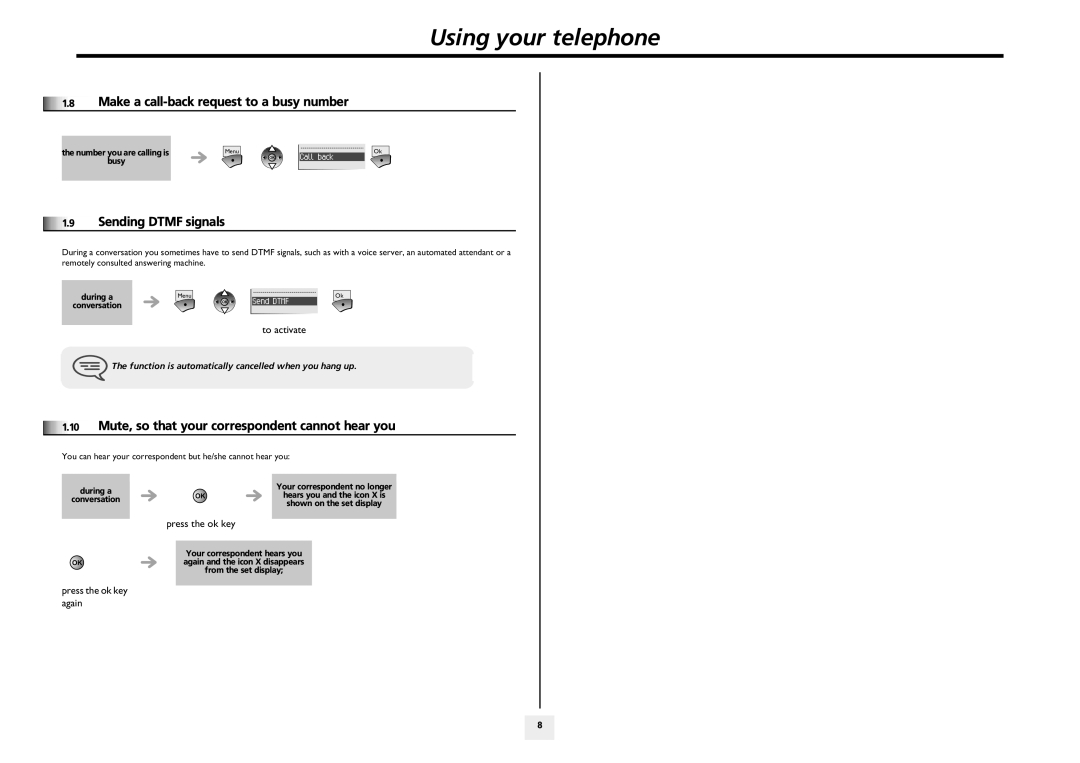 Lucent Technologies 610, 310 manual Using your telephone, Make a call-back request to a busy number, Sending Dtmf signals 