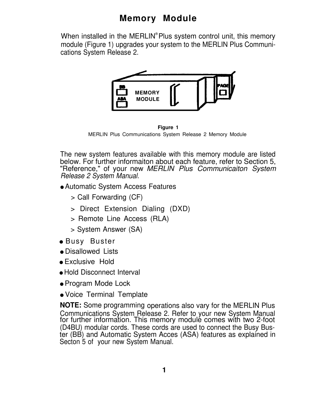 Lucent Technologies CIB40, 61227A, 553B, 106433691 manual Memory Module 