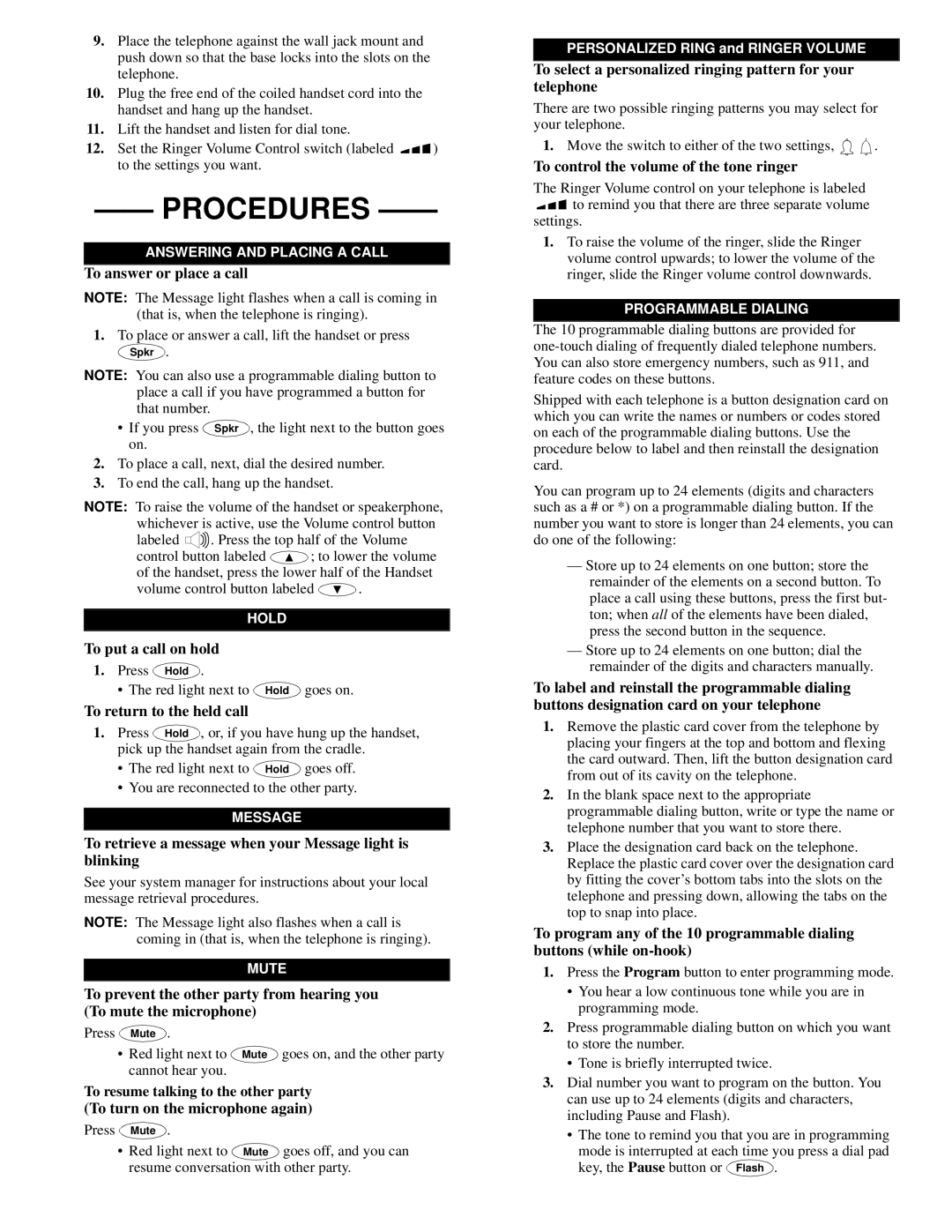 Lucent Technologies 6225 manual Procedures 