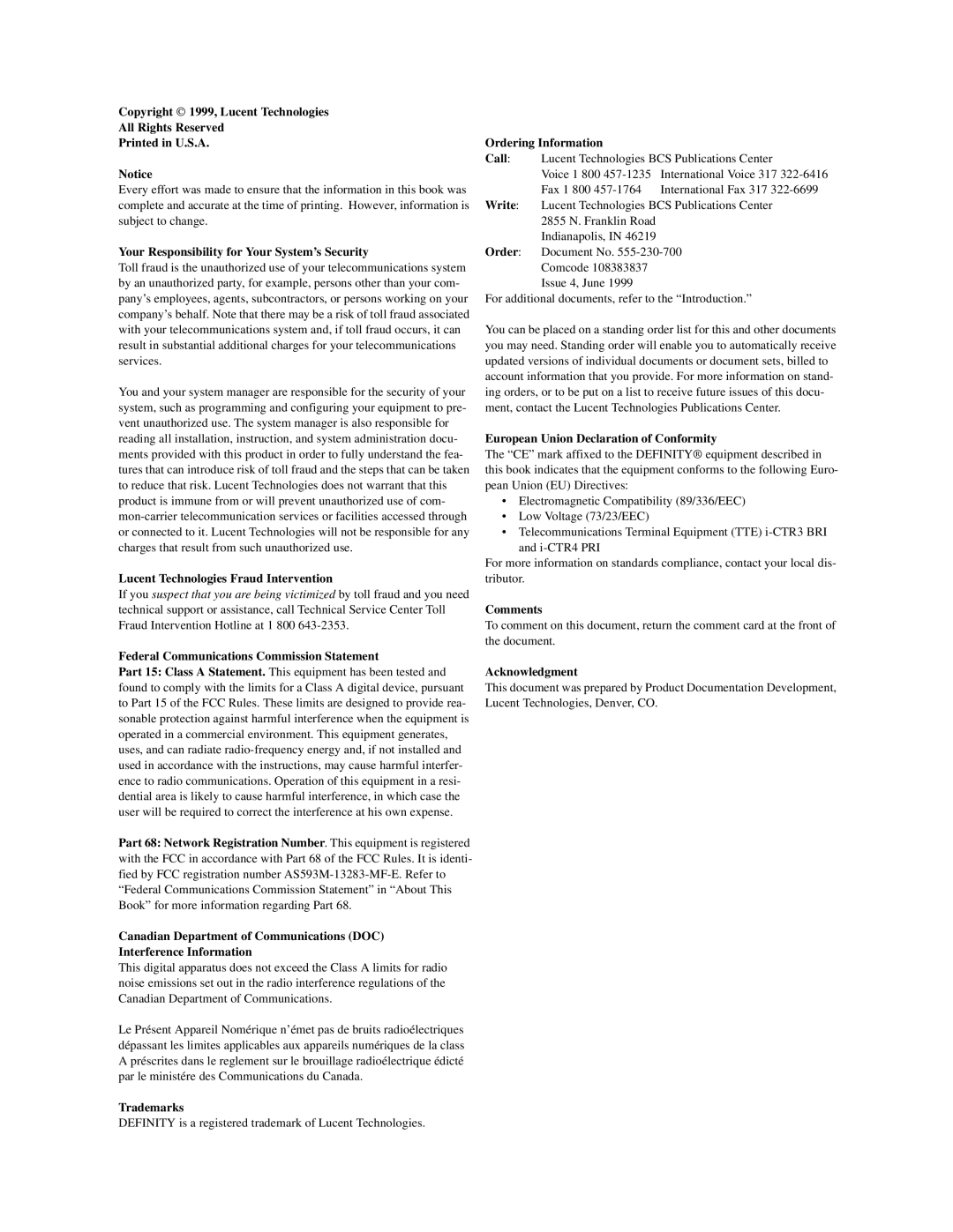 Lucent Technologies 2500, 7103A, 7101A manual Trademarks 