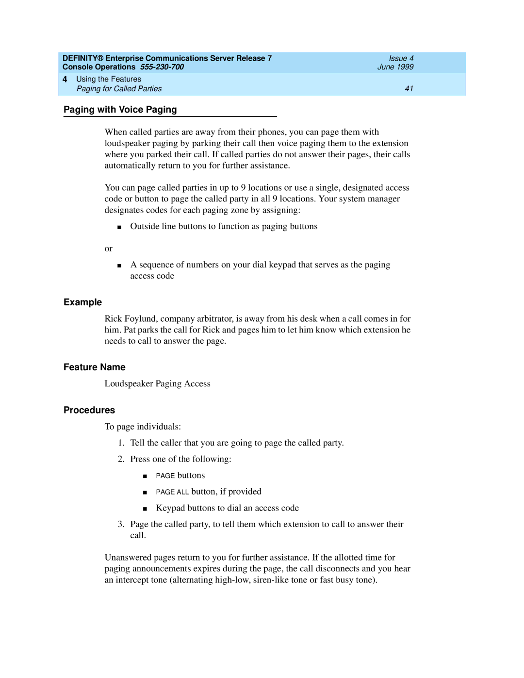 Lucent Technologies 2500, 7103A, 7101A manual Paging with Voice Paging 