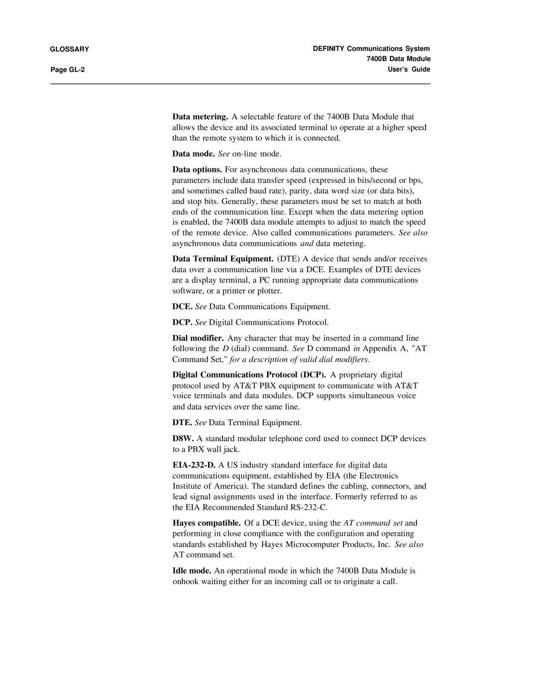 Lucent Technologies 7400B manual Glossary 