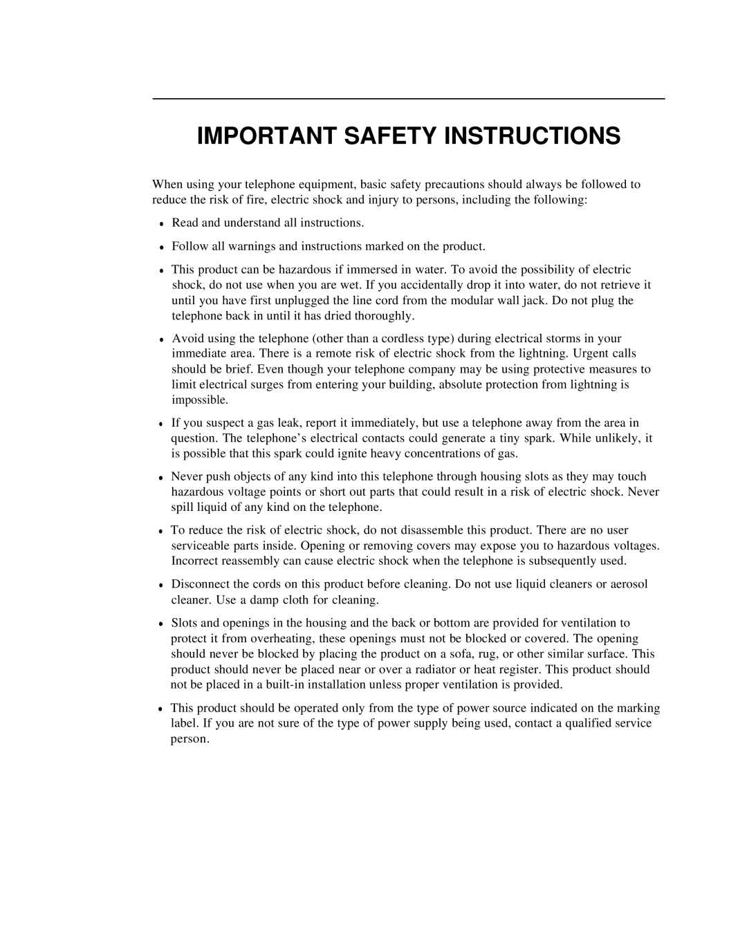 Lucent Technologies 7400B manual Important Safety Instructions 