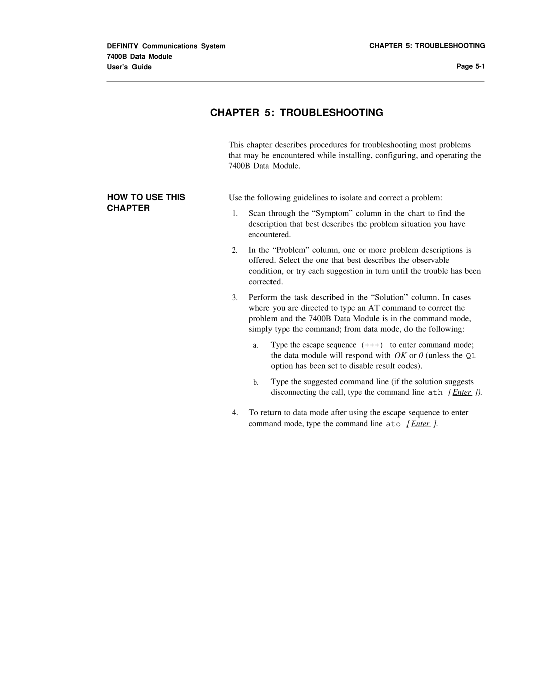 Lucent Technologies 7400B manual HOW to USE this, Chapter 