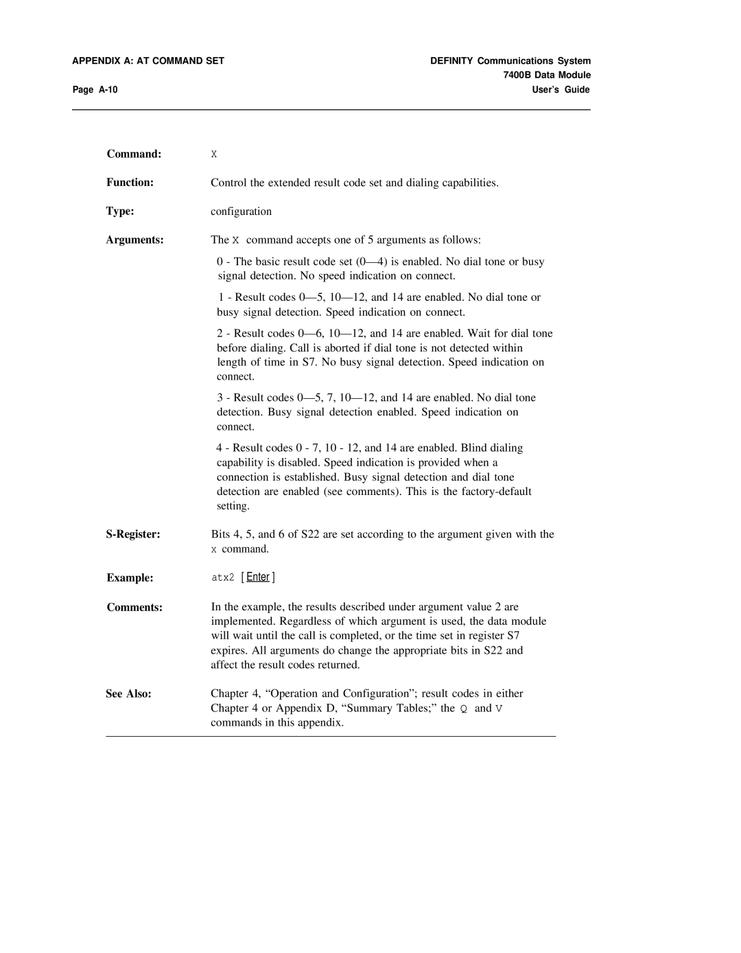 Lucent Technologies 7400B manual A-10 User’s Guide 