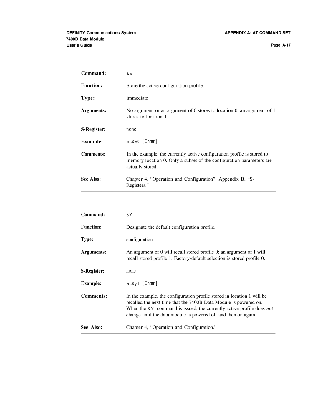 Lucent Technologies 7400B manual Command&Y, Registernone Example 