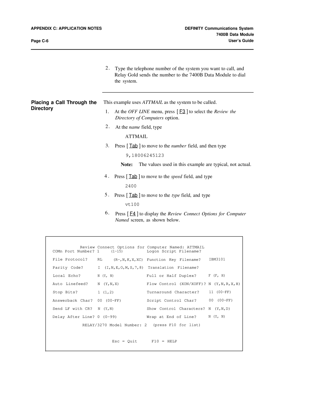 Lucent Technologies 7400B manual Directory, Attmail 