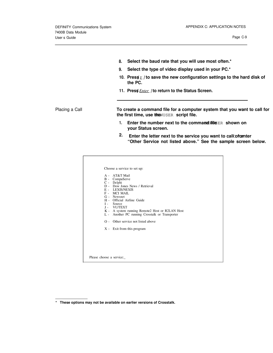 Lucent Technologies 7400B manual Select the baud rate that you will use most often 