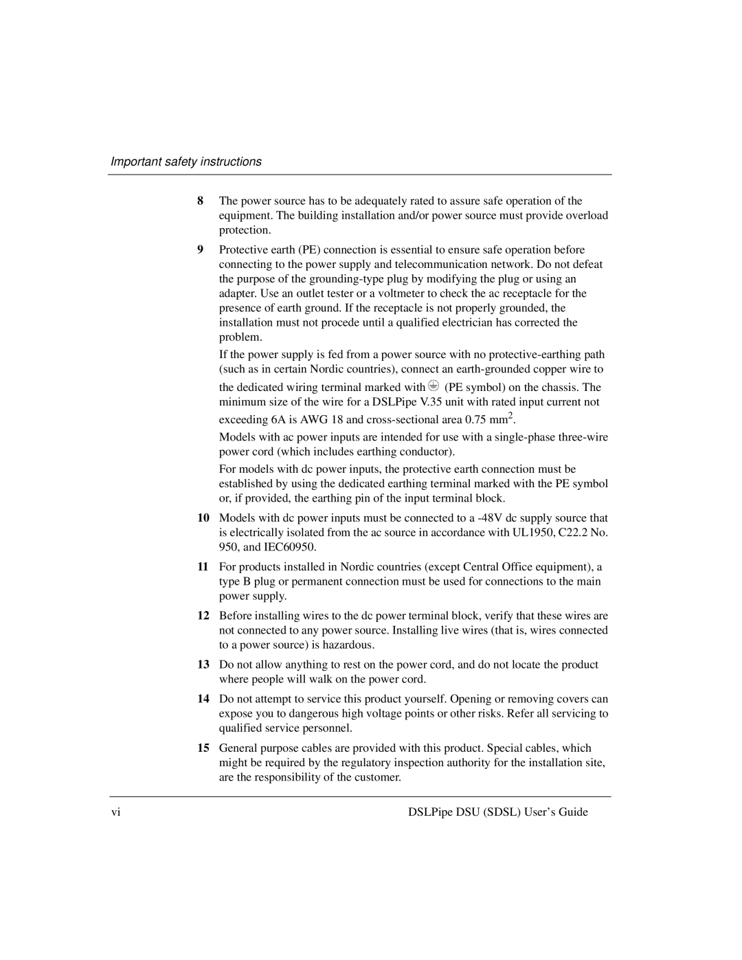 Lucent Technologies 7820-0657-001 manual Important safety instructions 