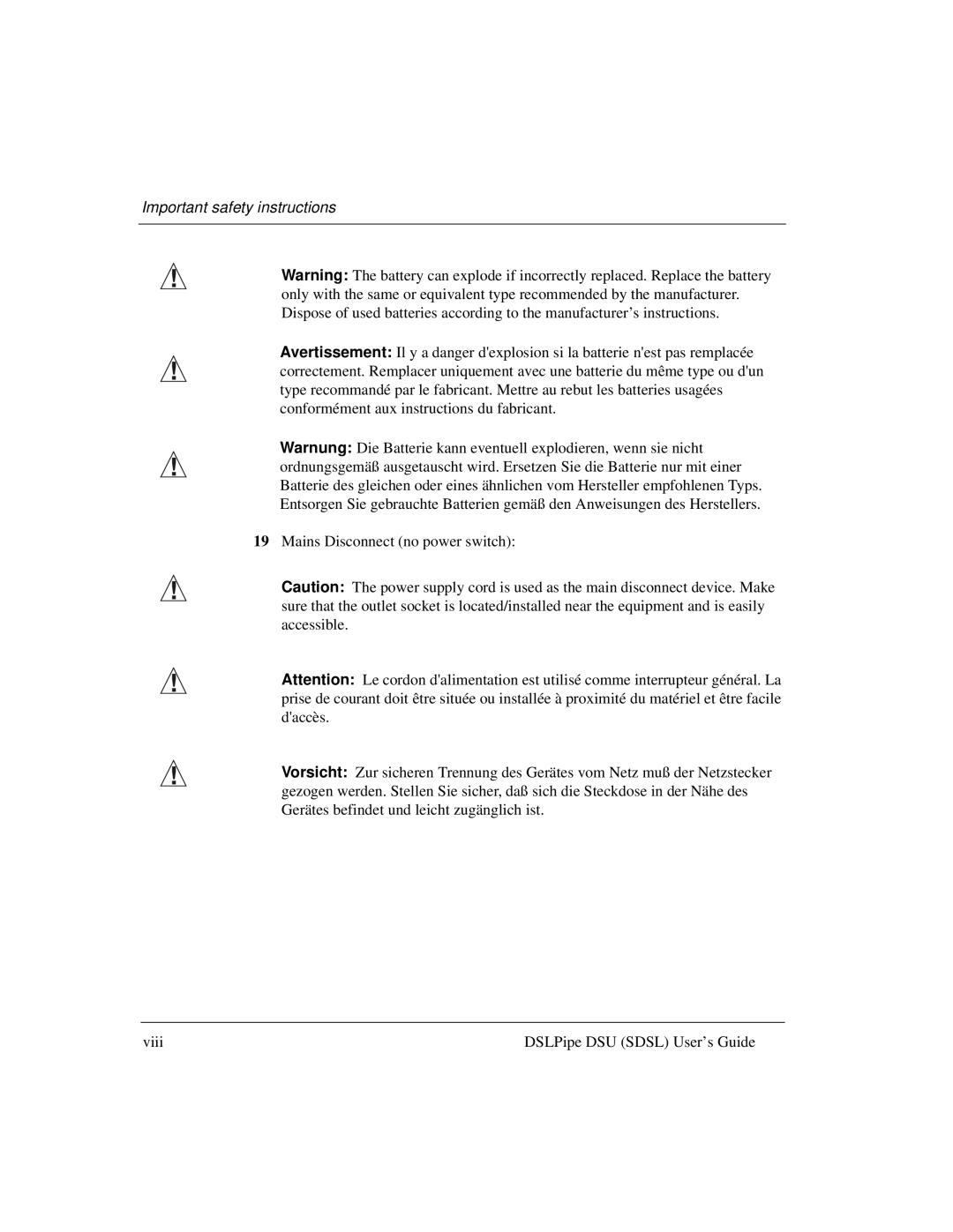 Lucent Technologies 7820-0657-001 manual Important safety instructions 