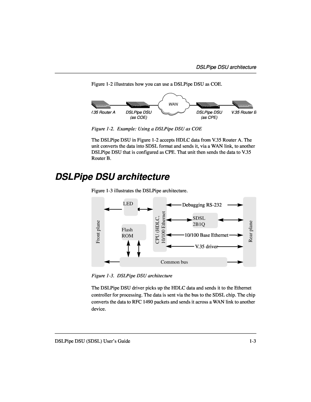 Lucent Technologies 7820-0657-001 manual DSLPipe DSU architecture, 2. Example Using a DSLPipe DSU as COE 
