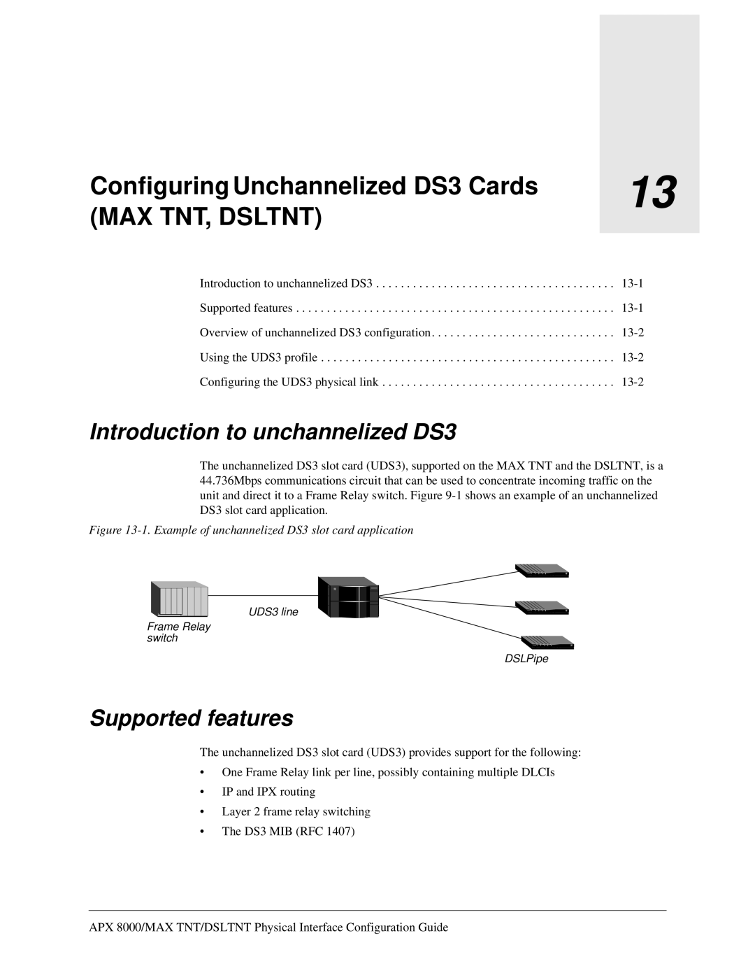 Lucent Technologies 7820-0802-003 manual Configuring Unchannelized DS3 Cards, Introduction to unchannelized DS3 