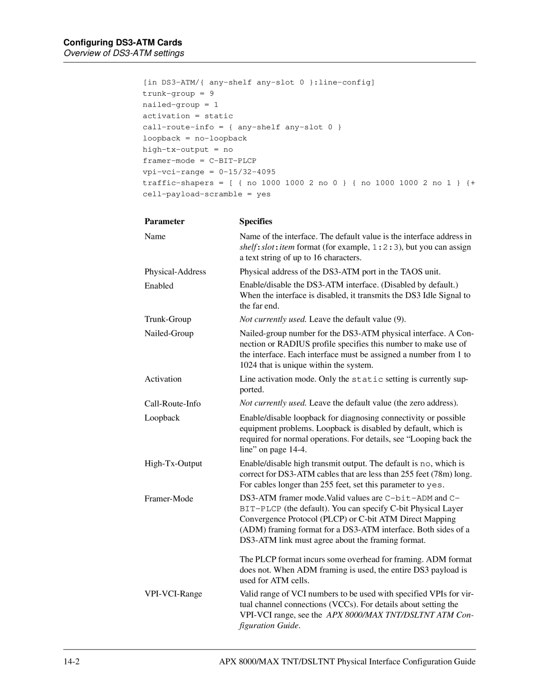 Lucent Technologies 7820-0802-003 manual Configuring DS3-ATM Cards, Overview of DS3-ATM settings 