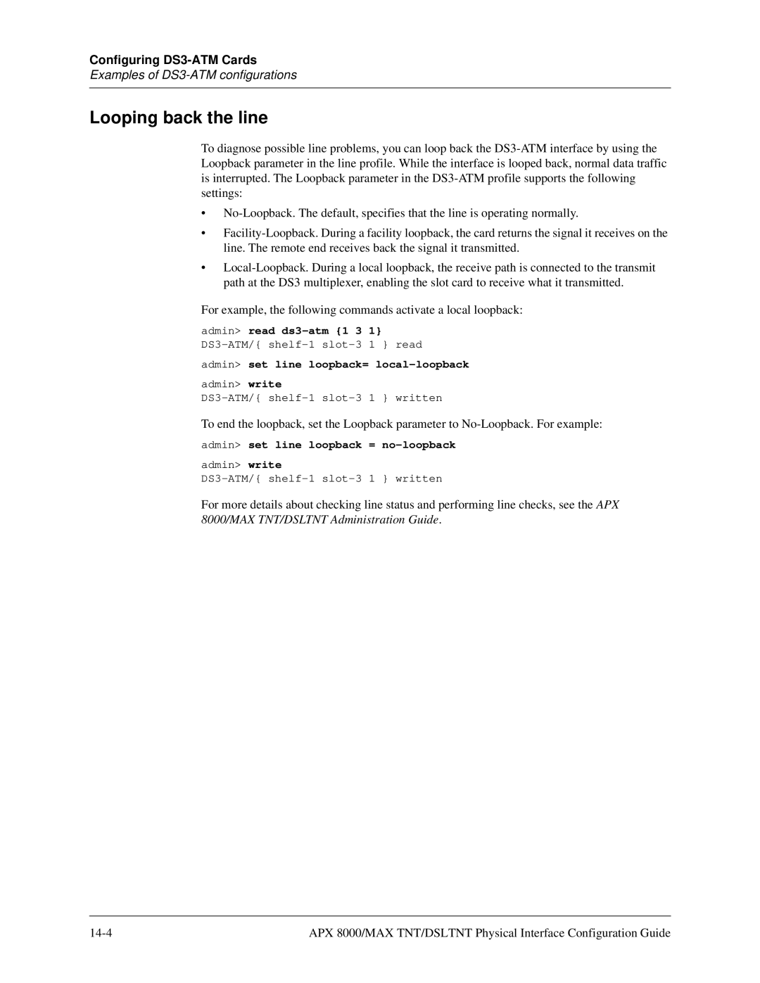 Lucent Technologies 7820-0802-003 manual Looping back the line 