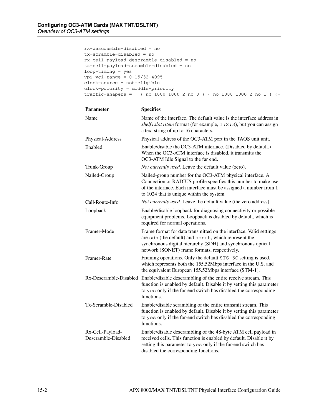 Lucent Technologies 7820-0802-003 manual Configuring OC3-ATM Cards MAX TNT/DSLTNT, Overview of OC3-ATM settings 