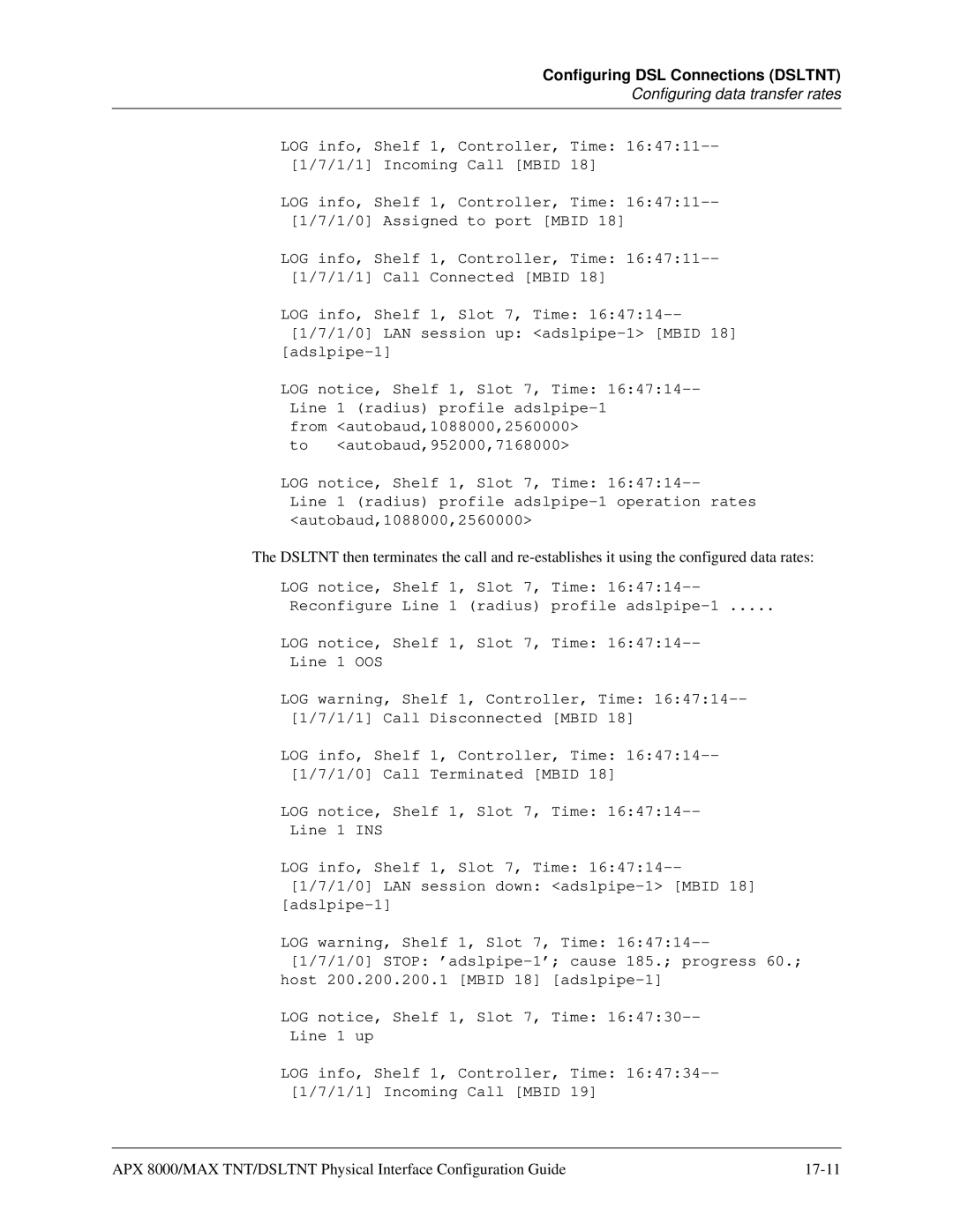 Lucent Technologies 7820-0802-003 manual Configuring DSL Connections Dsltnt 