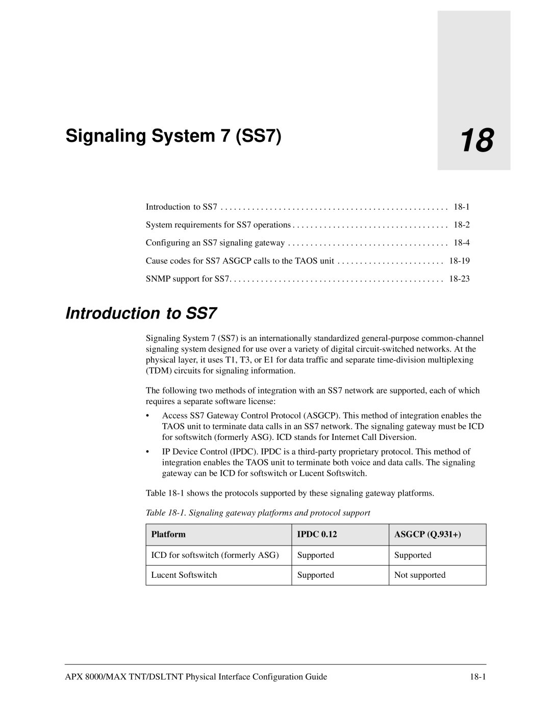 Lucent Technologies 7820-0802-003 manual Signaling System 7 SS7, Introduction to SS7, Platform Ipdc Asgcp Q.931+ 