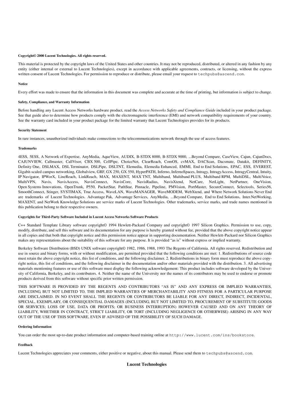 Lucent Technologies 7820-0802-003 manual Lucent Technologies 