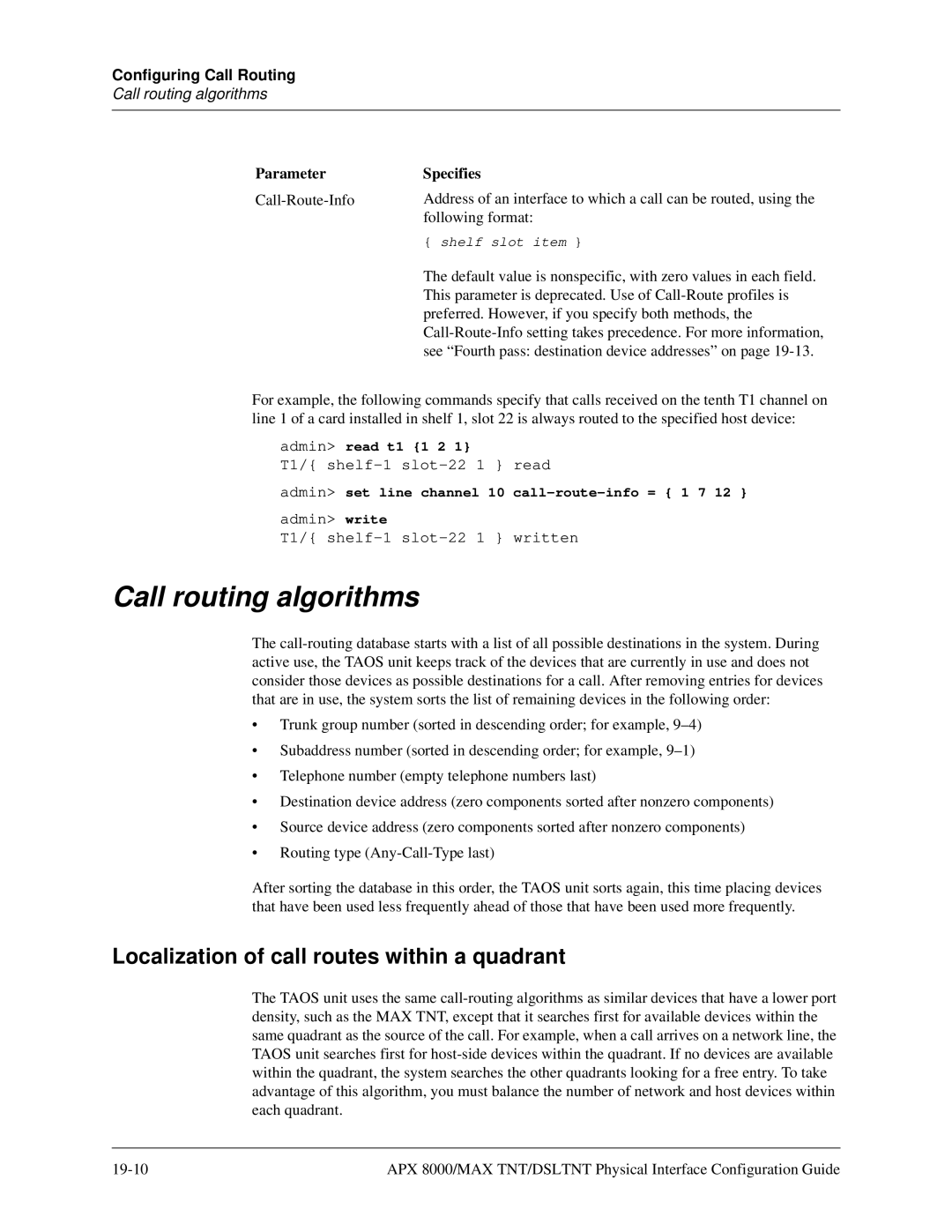 Lucent Technologies 7820-0802-003 manual Call routing algorithms, Localization of call routes within a quadrant 