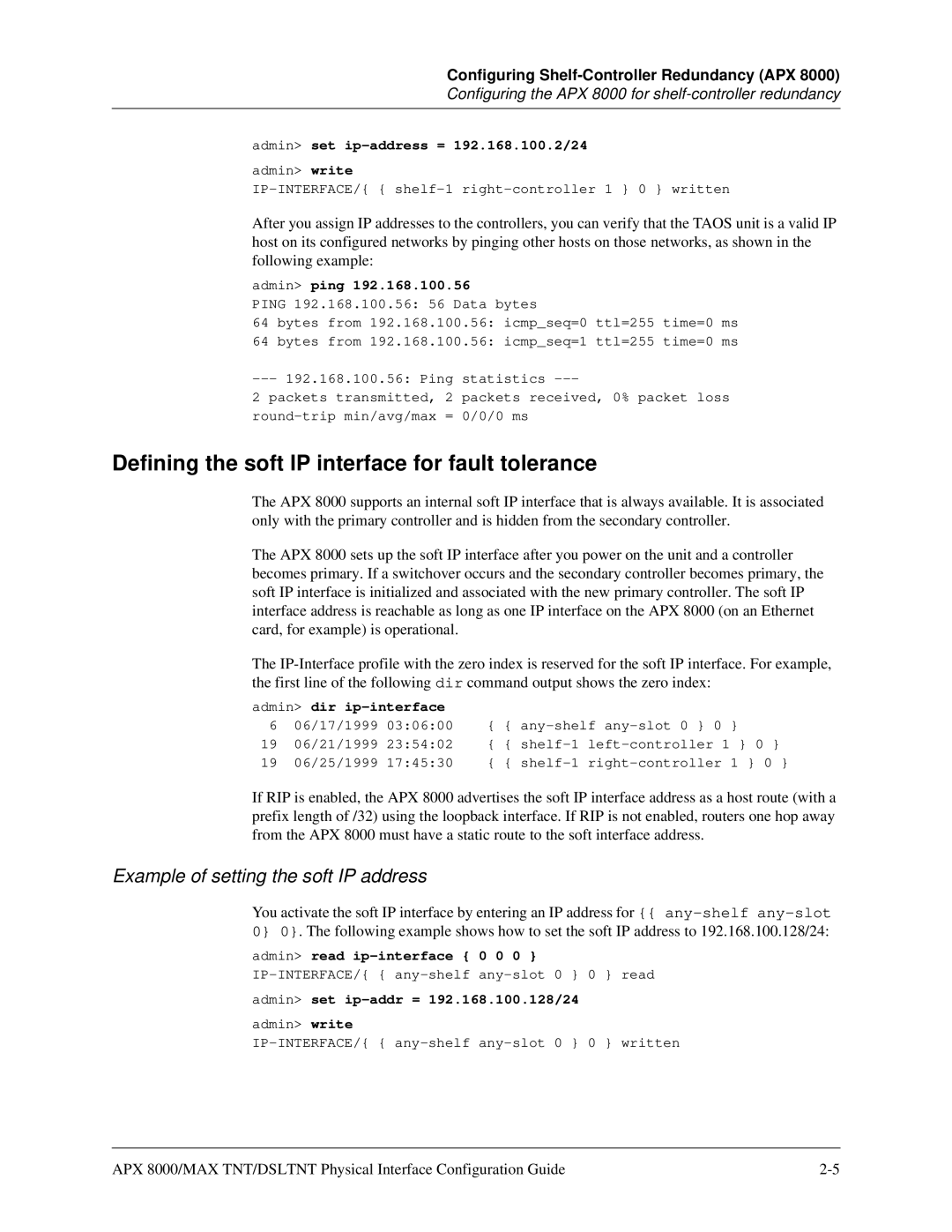 Lucent Technologies 7820-0802-003 manual Defining the soft IP interface for fault tolerance 