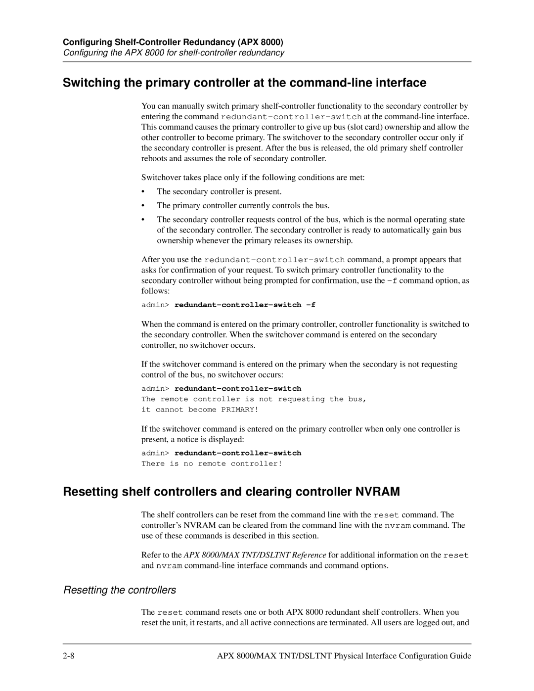 Lucent Technologies 7820-0802-003 Resetting shelf controllers and clearing controller Nvram, Resetting the controllers 