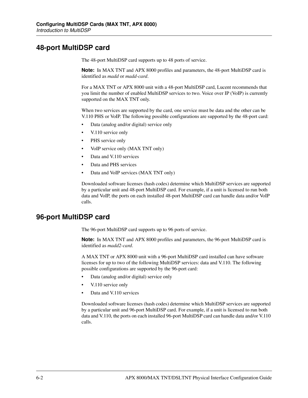 Lucent Technologies 7820-0802-003 manual Port MultiDSP card, Introduction to MultiDSP 