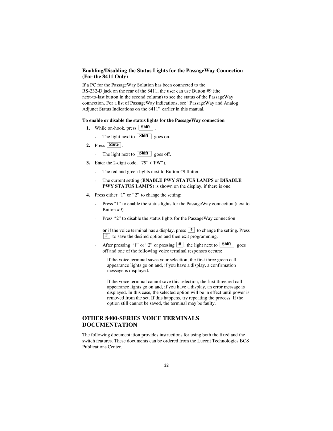 Lucent Technologies 8405, 8403, 8411, 8434DX, 8410 user manual Other 8400-SERIES Voice Terminals Documentation 