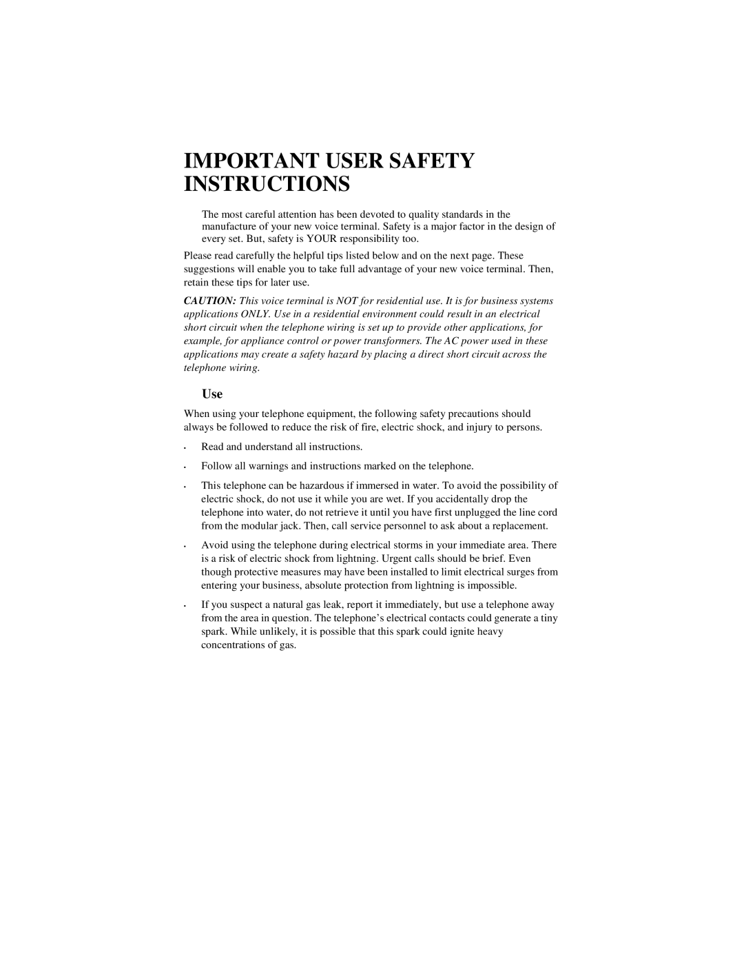 Lucent Technologies 8410, 8403, 8411, 8434DX, 8405 user manual Important User Safety Instructions 