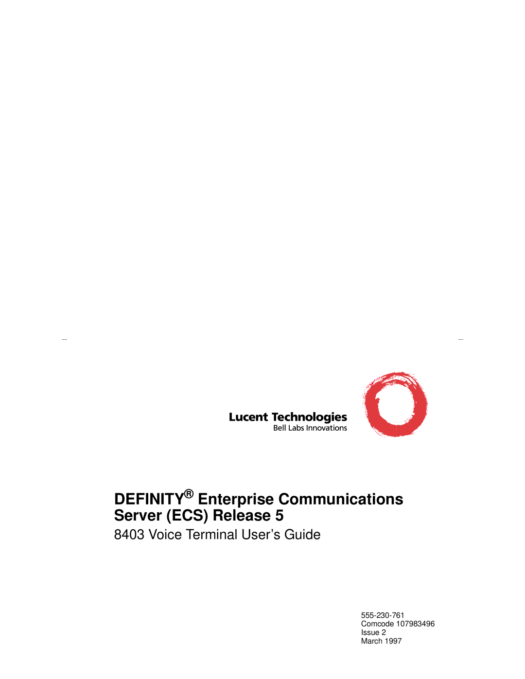 Lucent Technologies 8411, 8403, 8434DX, 8410, 8405 user manual Series Voice Terminals Installation and User’s Manual 