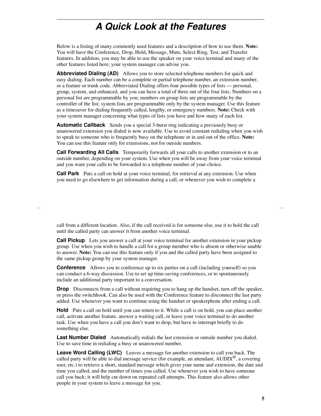 Lucent Technologies 8403 manual Quick Look at the Features 