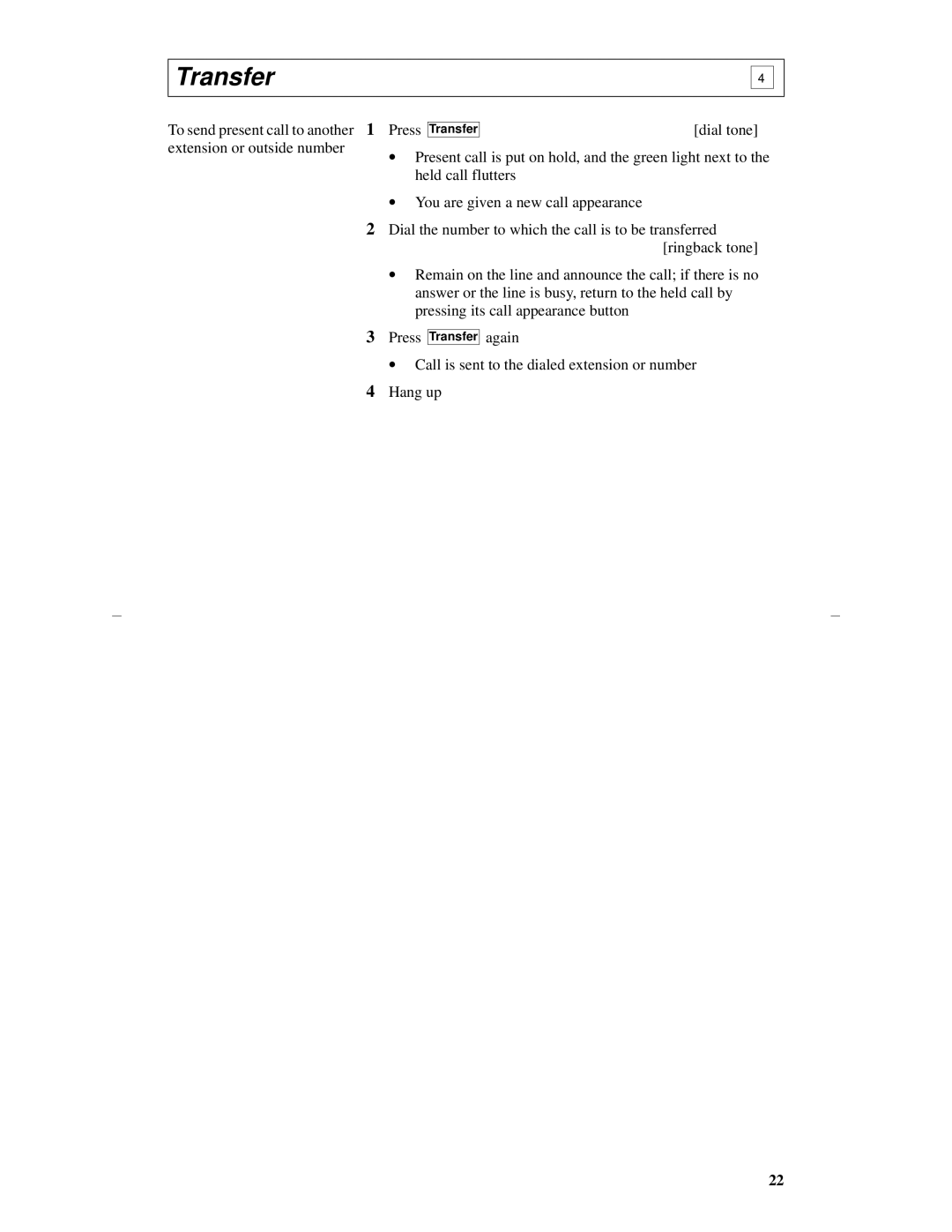 Lucent Technologies 8403 manual Transfer 