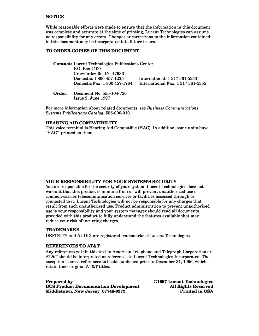 Lucent Technologies 8405 manual To Order Copies Of This Document 