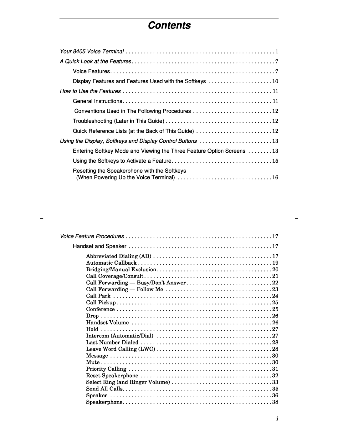 Lucent Technologies 8405 manual Contents 
