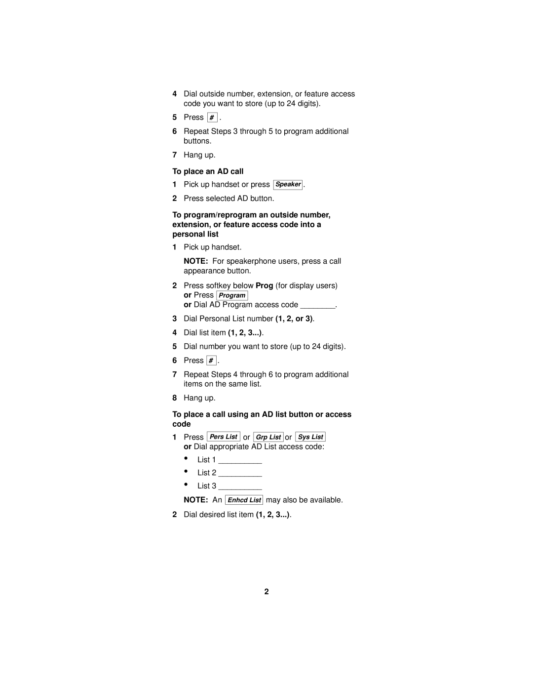 Lucent Technologies 8410 manual To place an AD call, Code 