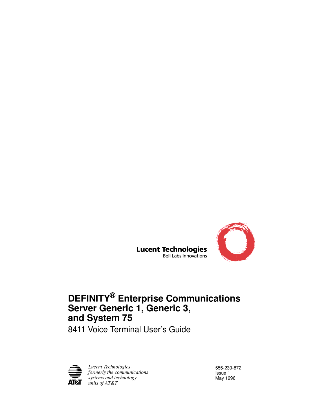 Lucent Technologies 8411 manual Voice Terminal User’s Guide 