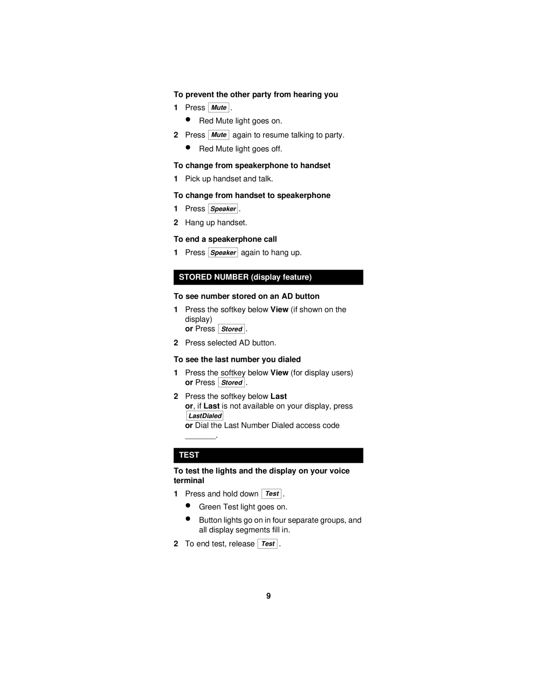 Lucent Technologies 8434DX manual Stored Number display feature, Test 