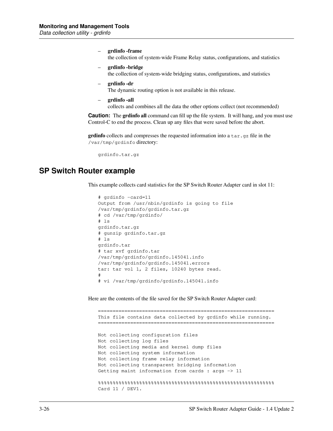 Lucent Technologies 9077 16S, 9077 04S, 9076 manual SP Switch Router example, Grdinfo -all 