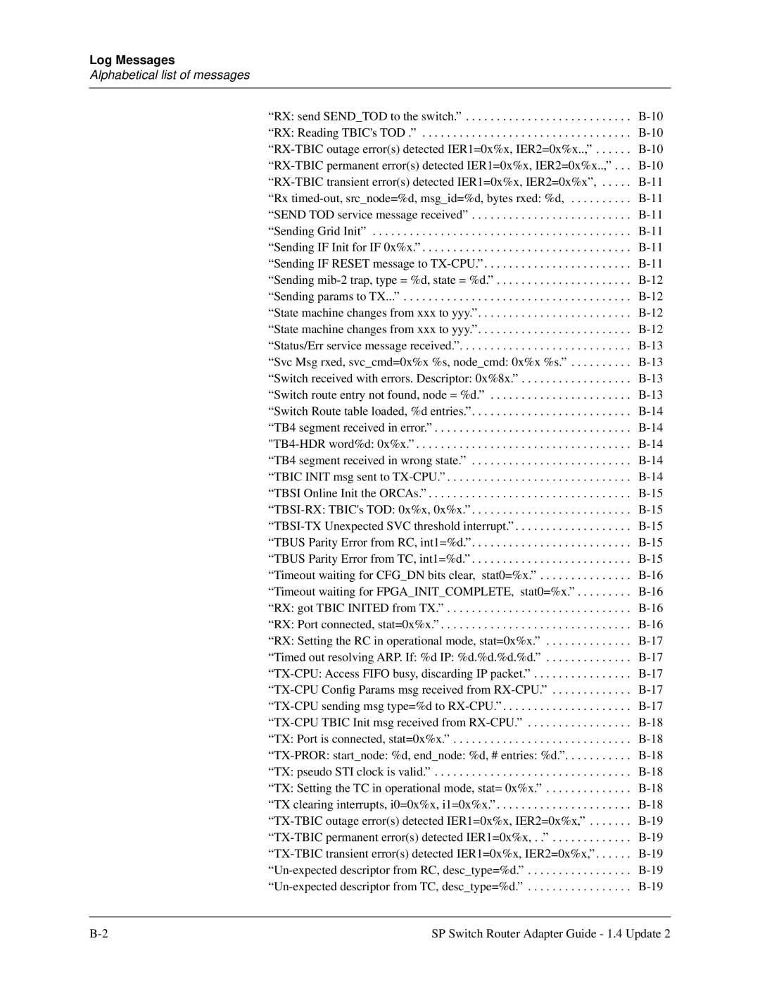 Lucent Technologies 9076, 9077 16S, 9077 04S manual Log Messages 