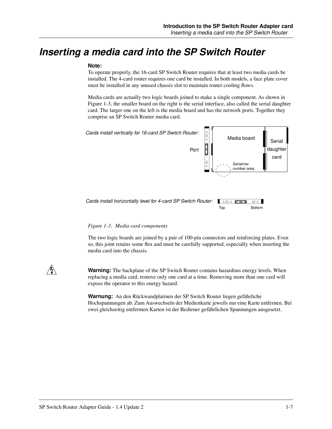 Lucent Technologies 9076, 9077 16S, 9077 04S manual Inserting a media card into the SP Switch Router, Media card components 