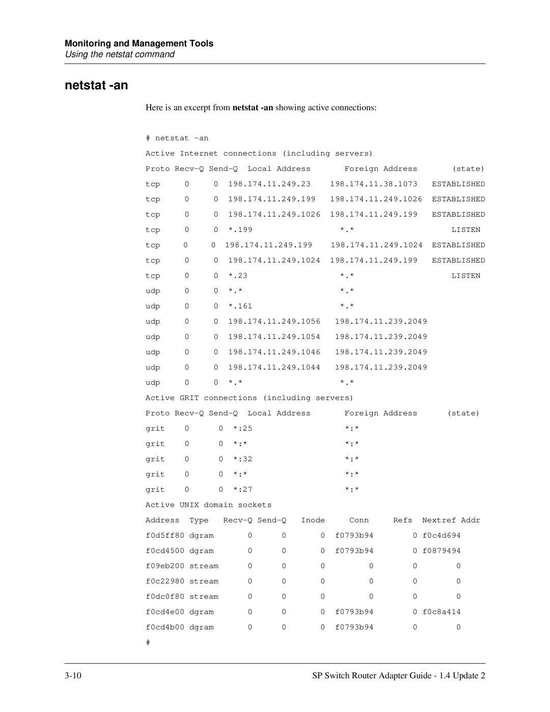 Lucent Technologies 9076, 9077 16S, 9077 04S manual Netstat -an 