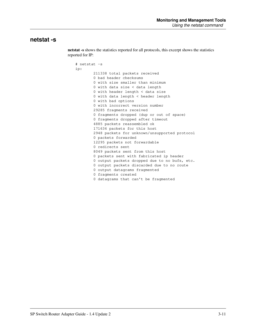 Lucent Technologies 9077 16S, 9077 04S, 9076 manual Netstat -s 