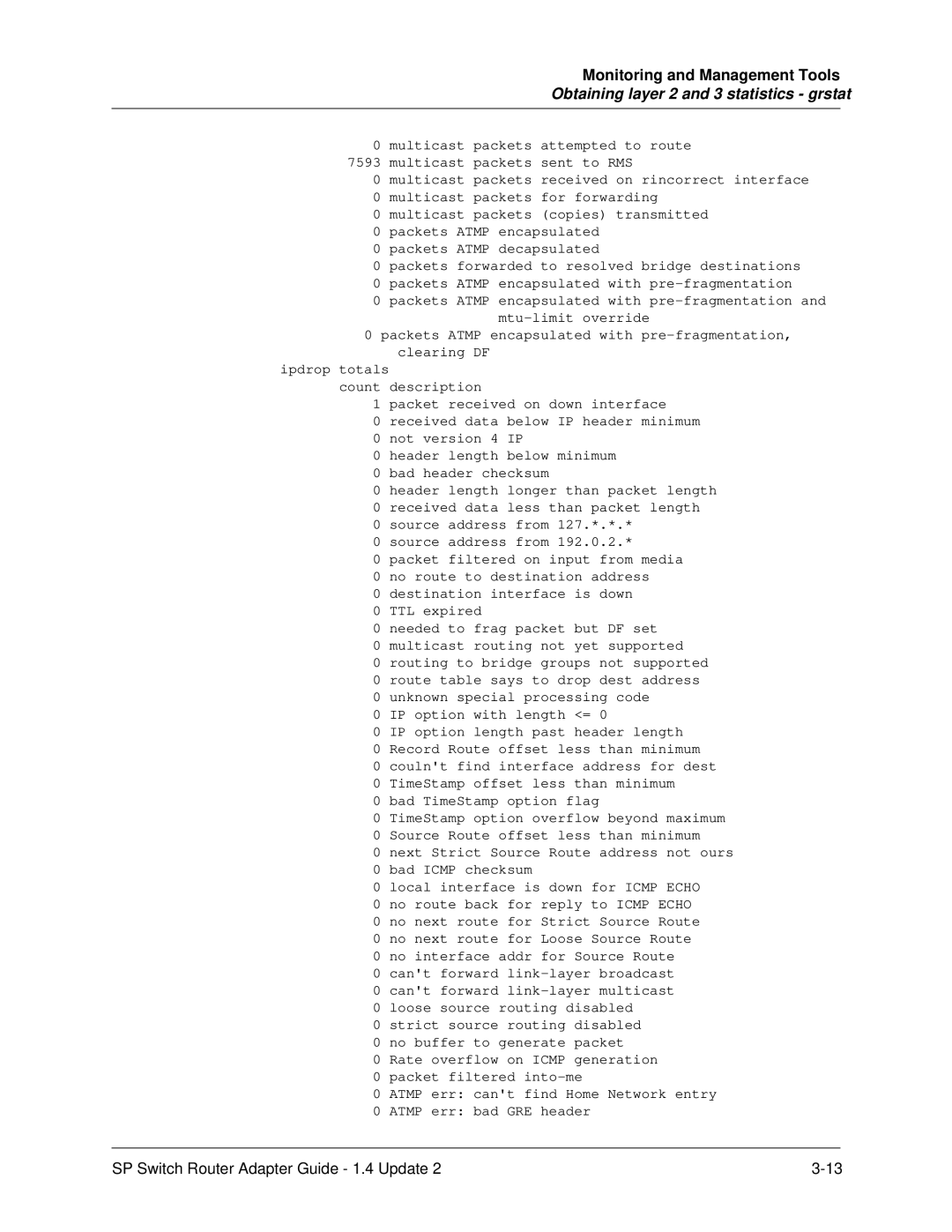 Lucent Technologies 9076, 9077 16S, 9077 04S manual Multicast packets attempted to route 