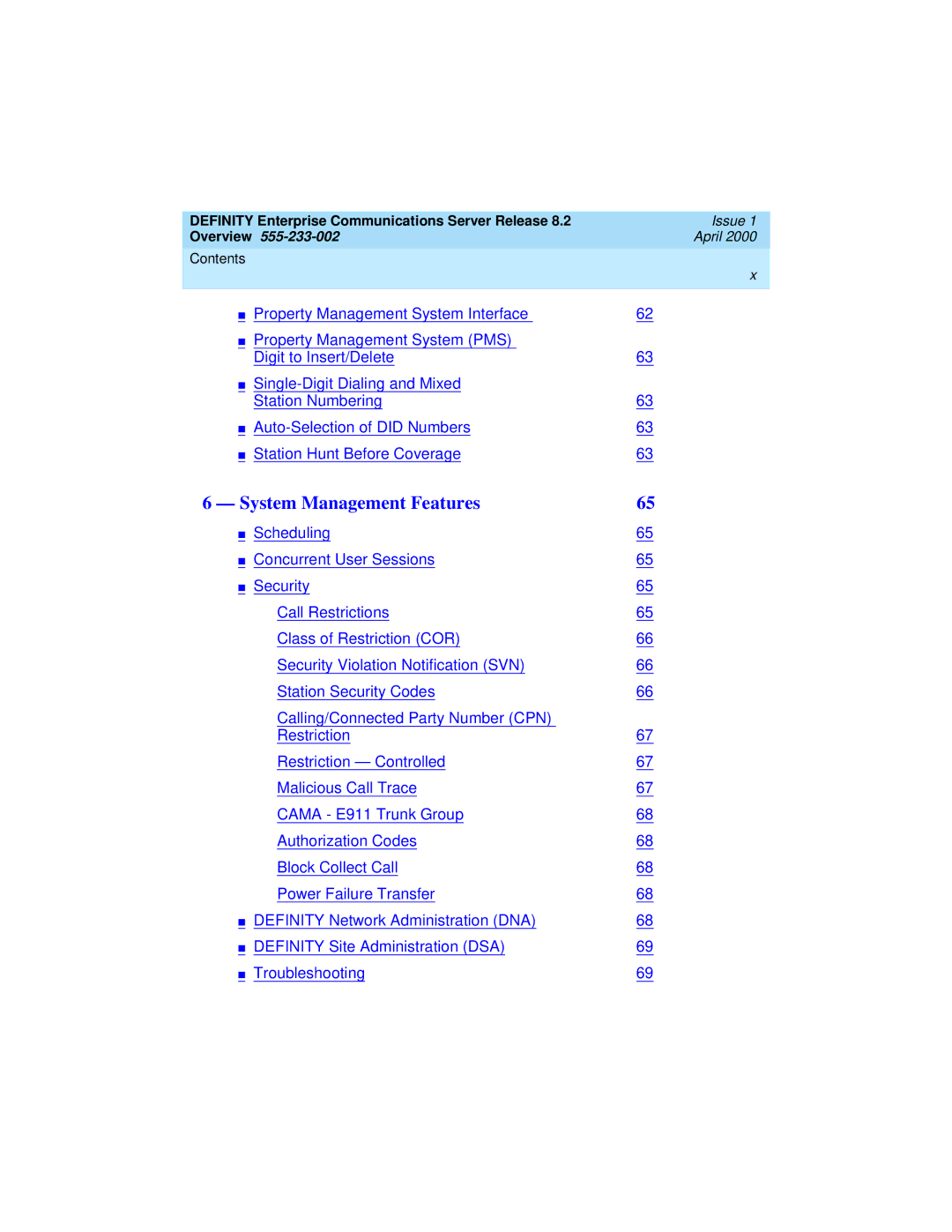 Lucent Technologies 9400, 8400 manual System Management Features 