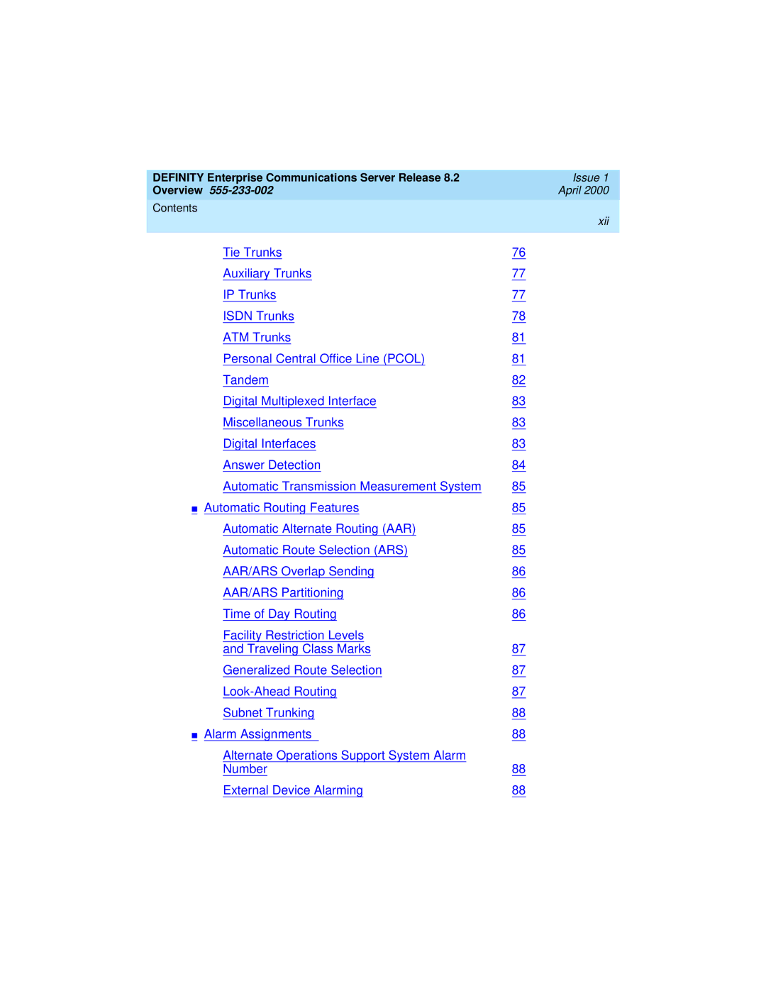 Lucent Technologies 9400, 8400 manual Xii 