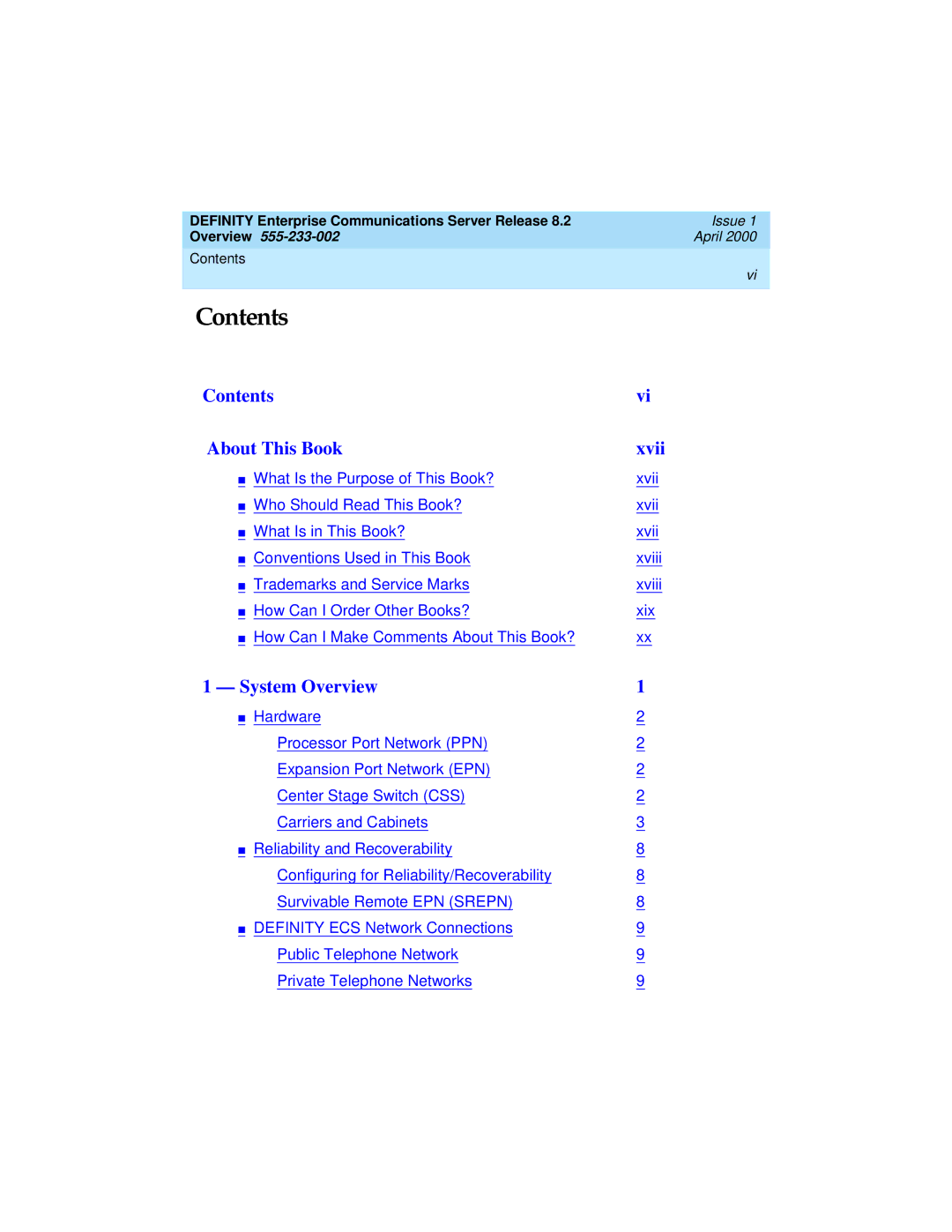 Lucent Technologies 9400, 8400 manual Contents 