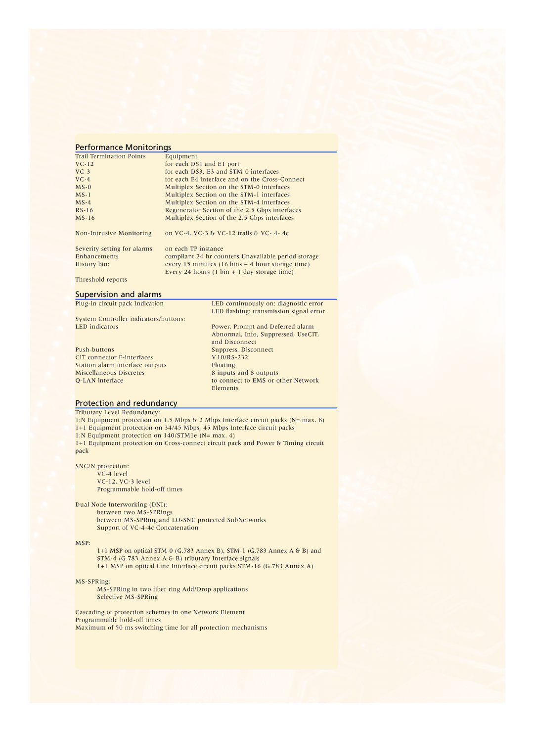 Lucent Technologies ADM 16/1 manual Performance Monitorings 