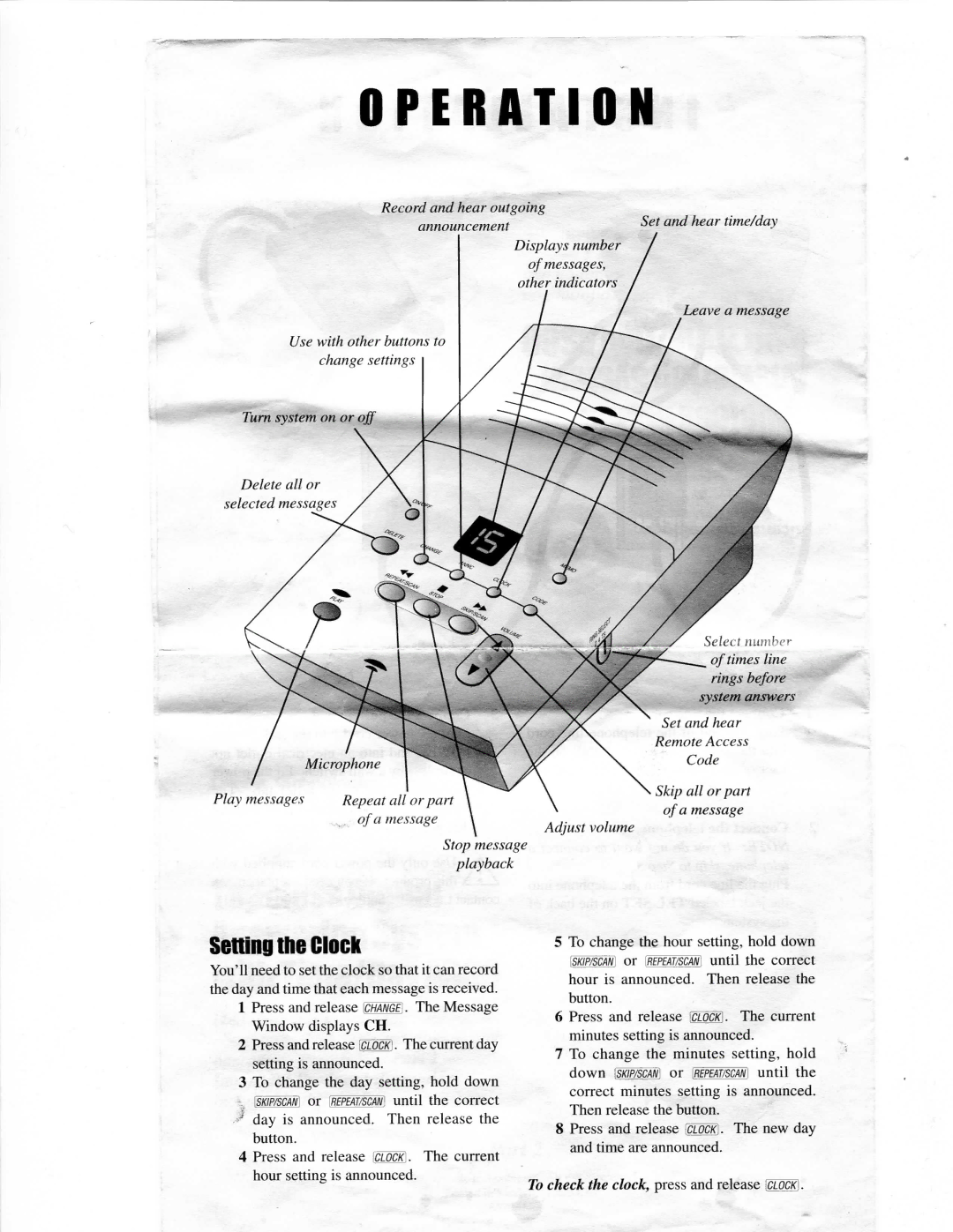 Lucent Technologies AS60 manual Operation, Sening the Clock 