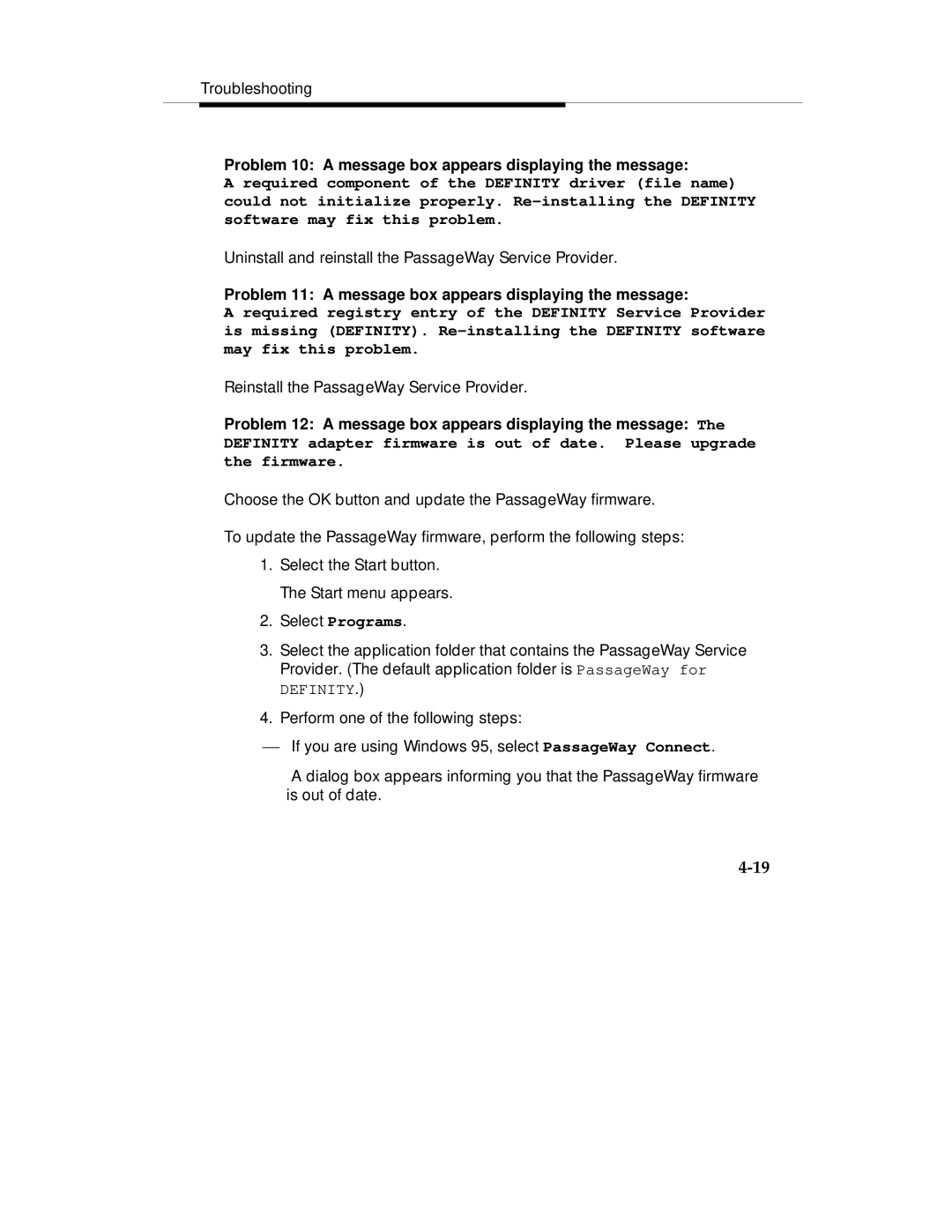 Lucent Technologies Comcode 108239393 manual Problem 10 a message box appears displaying the message 